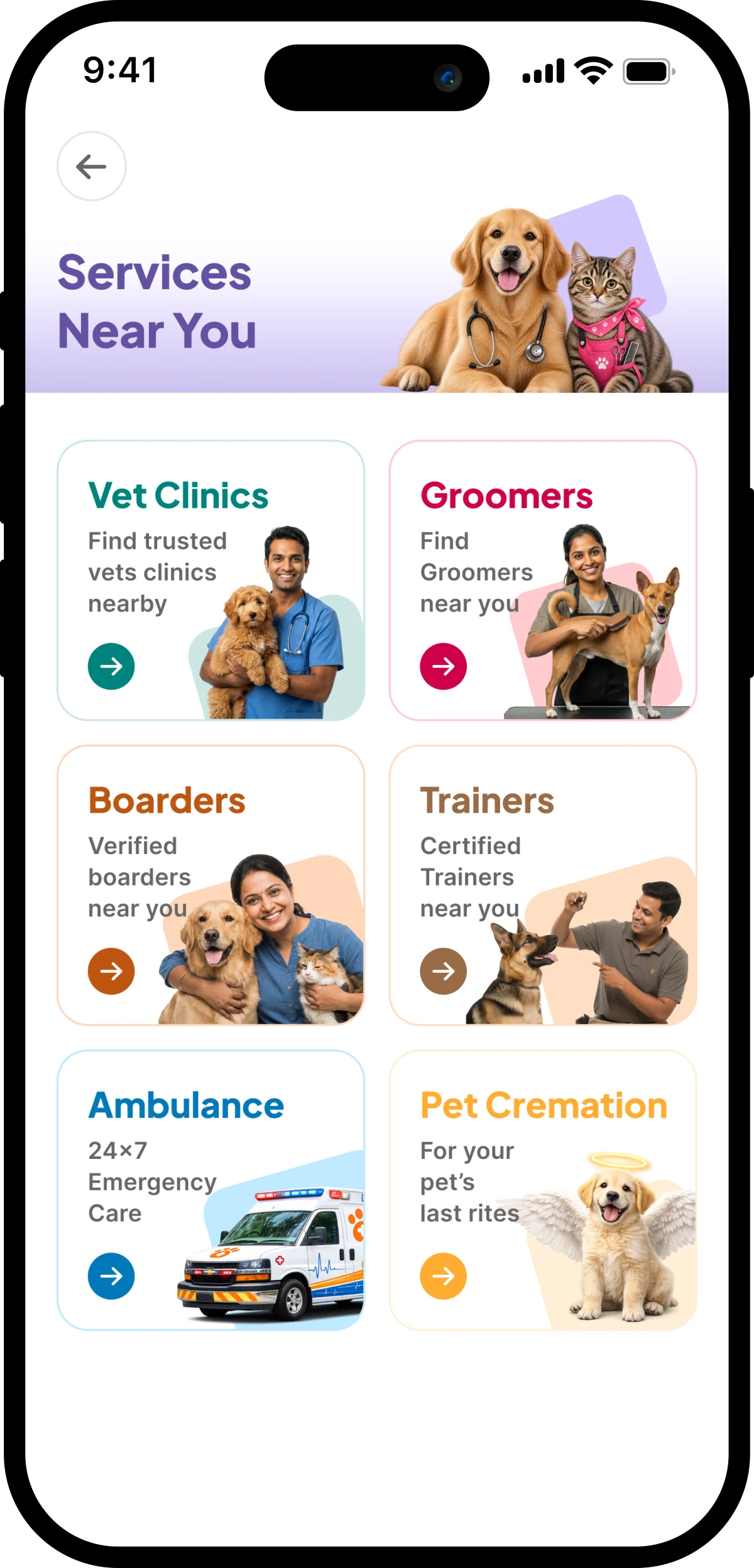 Pet Services screen