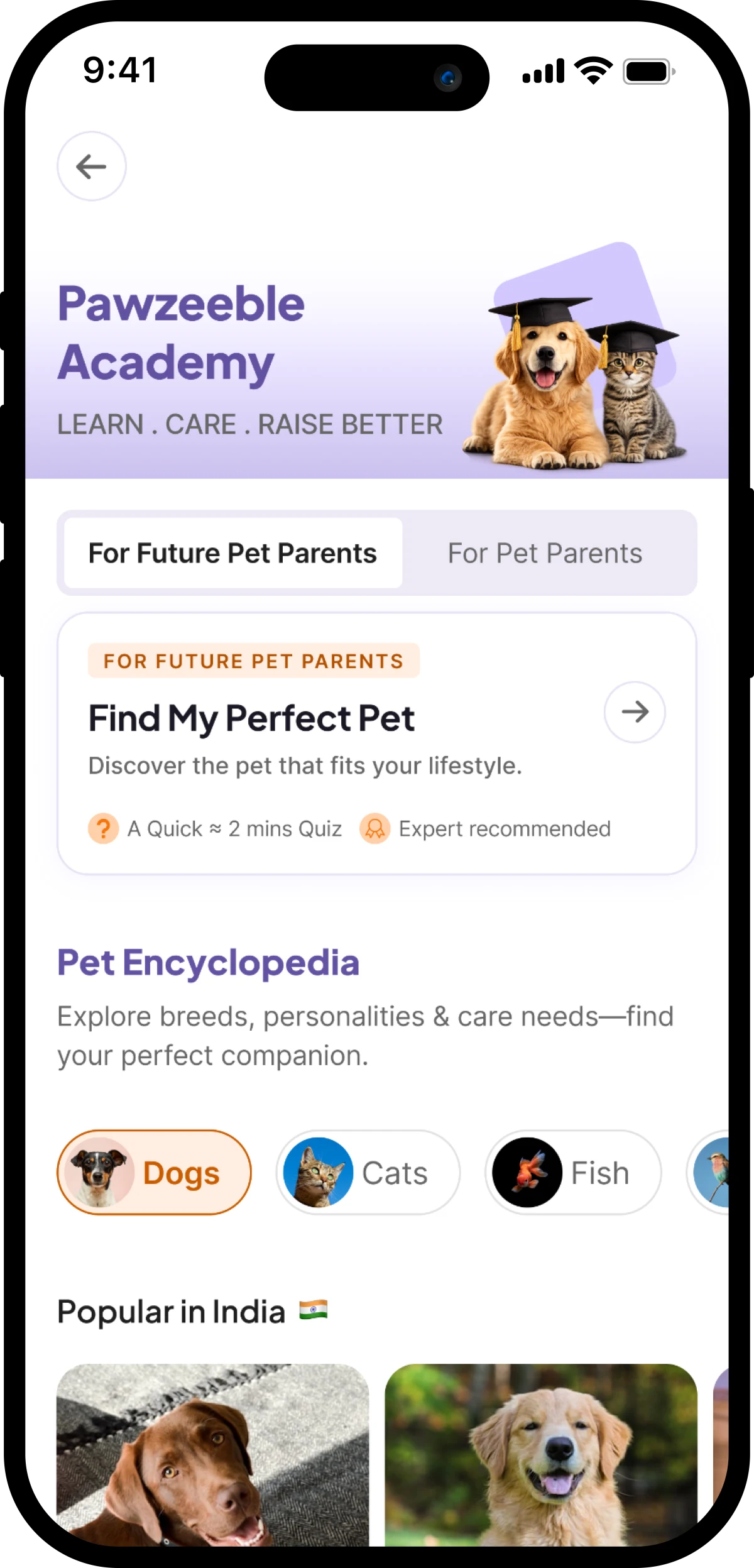 Pawzeeble Academy screen