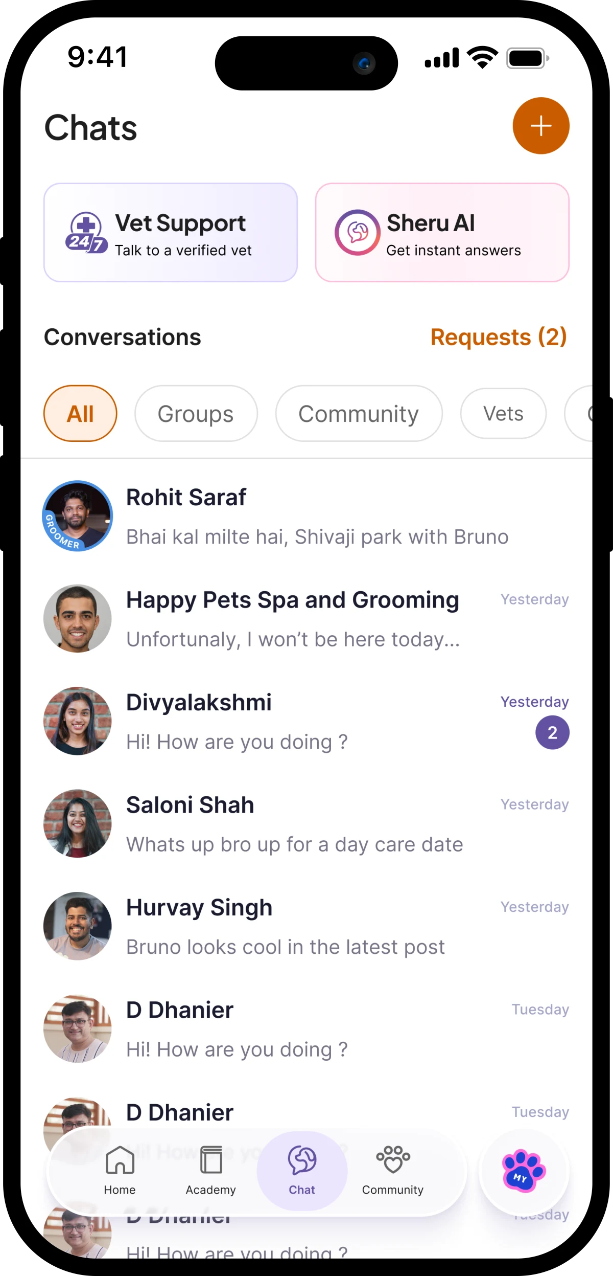 Chats screen