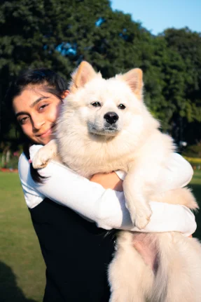Pet parent with dog